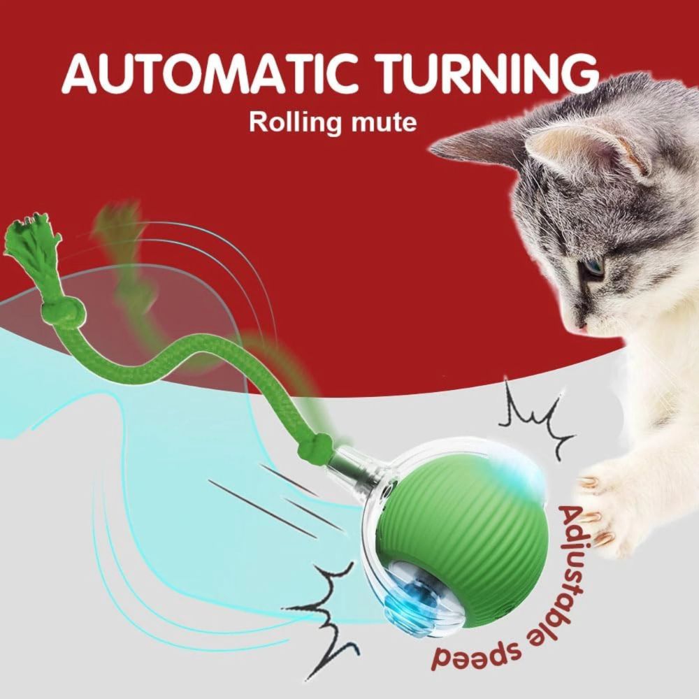 Interactive Dog & Cat Toy Rechargeable Rolling Ball with Fake Tail Pet Fun