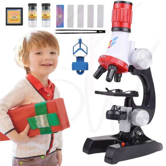 Kid Toy Microscope Science Kit 100X 400X 1200X Educational Lab Magnification