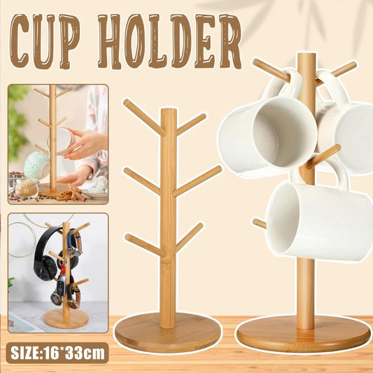 Kitchen Wooden Tree Rack Mug Stand Coffee Tea Cup Holder Storage Rack Hanger Home
