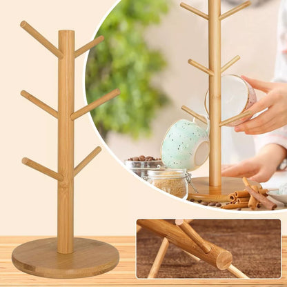 Kitchen Wooden Tree Rack Mug Stand Coffee Tea Cup Holder Storage Rack Hanger Home