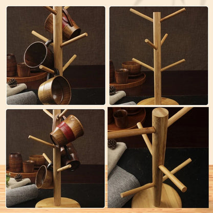 Kitchen Wooden Tree Rack Mug Stand Coffee Tea Cup Holder Storage Rack Hanger Home