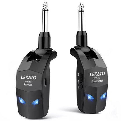 LEKATO Wireless Guitar Transmitter Receiver Audio System 2.4Ghz ISM 4 Channel