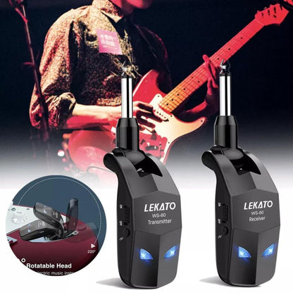 LEKATO Wireless Guitar Transmitter Receiver Audio System 2.4Ghz ISM 4 Channel