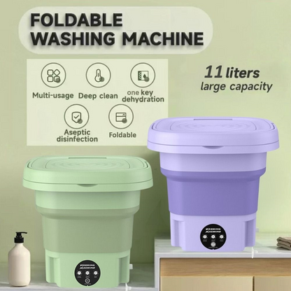 Large Capacity 11L Foldable & Portable Mini Washing Machine - Low Noise Clothes Washer For Pets & Baby