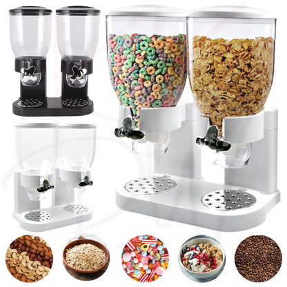 Large Double Cereal Dispenser  Kitchen Container Tank Dry Food Snack Canister