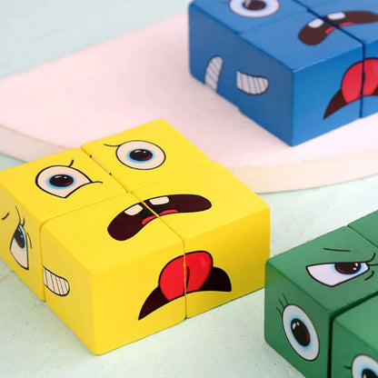 Magic Face Changing Cube Expression Game Puzzle Building Block Matching Toys