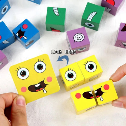 Magic Face Changing Cube Expression Game Puzzle Building Block Matching Toys