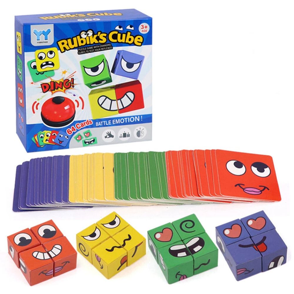 Magic Face Changing Cube Expression Game Puzzle Building Block Matching Toys