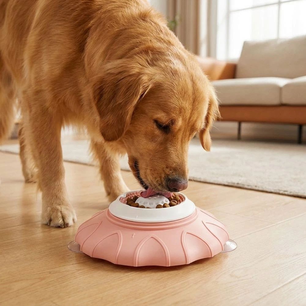 Pet Liquid Food Slow Feeder Licking Dispenser, Rolling Ball-in Lick Bowl Anti-Slip