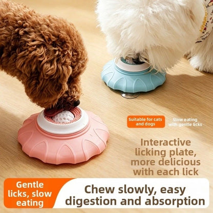 Pet Liquid Food Slow Feeder Licking Dispenser, Rolling Ball-in Lick Bowl Anti-Slip
