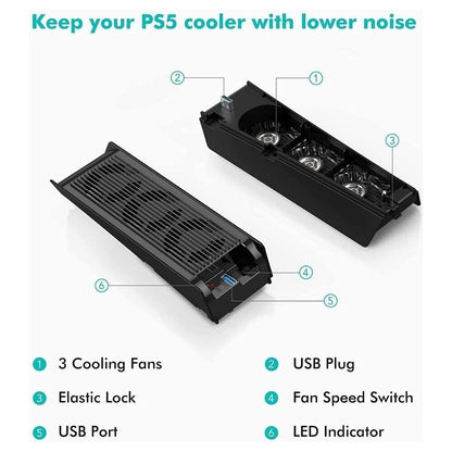 PlayStation 5 PS5 USB 3 Speed Cooling Fan Stan Cooler For Game Console