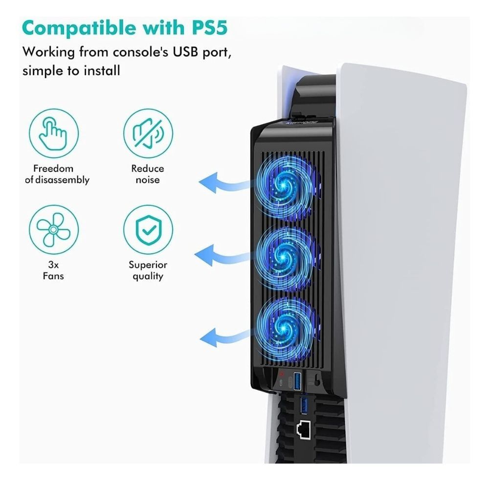 PlayStation 5 PS5 USB 3 Speed Cooling Fan Stan Cooler For Game Console