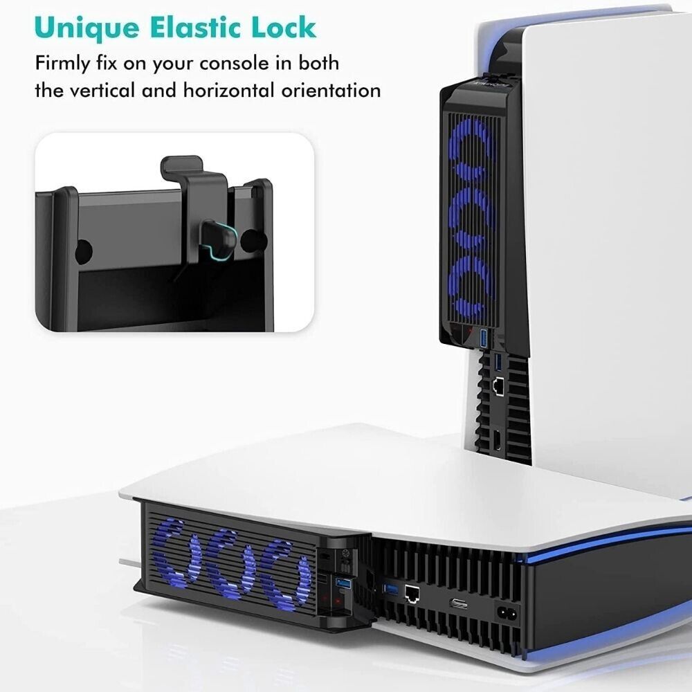 The unique elastic lock securely attaches the fan to the console, providing efficient cooling and preventing any potential overheating issues. 