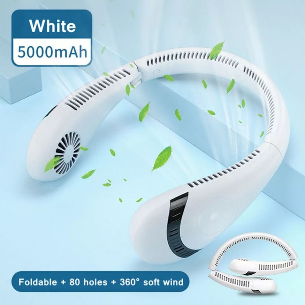 Portable Mini Neck Fan Hanging USB Rechargeable Cooling Air Cooler Bladeless