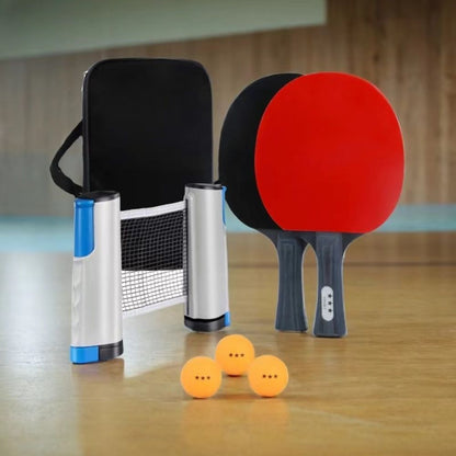 Portable Table Tennis Kit Ping Pong Set Instant Retractable Net Rack + 2 Bats + 4 Balls