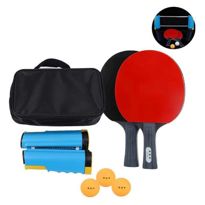 Portable Table Tennis Kit Ping Pong Set Instant Retractable Net Rack + 2 Bats + 4 Balls