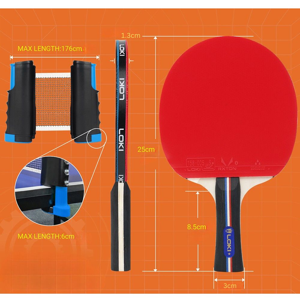 Portable Table Tennis Set – Retractable Net, 2 Bats & 3 Balls in Carry Bag, Fits Any Table