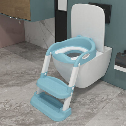 Potty Trainer Toilet Seat With Ladder Chair Kids Toddler Step Up Training Stool