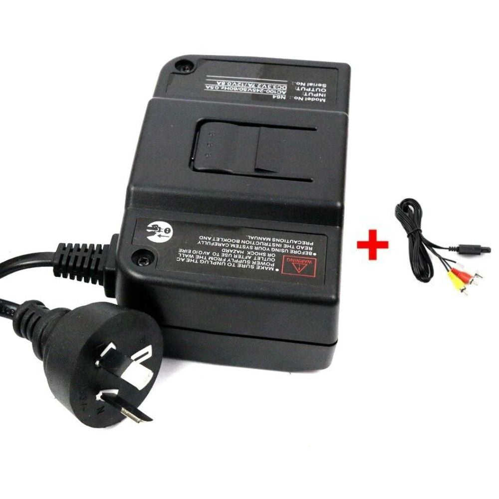 Power Supply Adapter Pack For N64 Nintendo 64 + PAL AV RCA Cable AU Plug