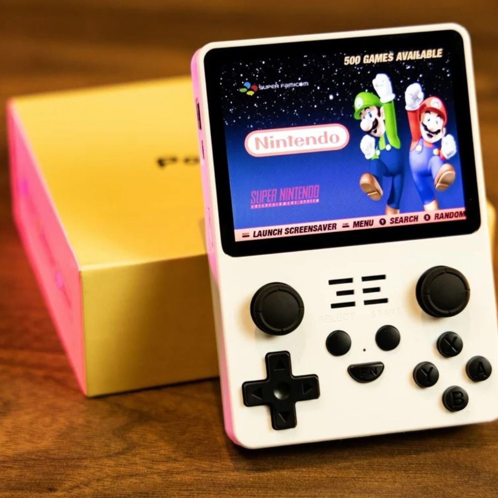 This handheld pocket arcade game player features 500 retro 90s games and an HD LCD screen for high-quality gaming on-the-go.