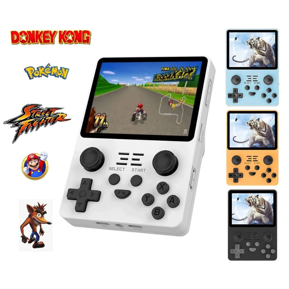 This handheld pocket arcade game player boasts retro 90s games like Donkey Kong, Pokemon, and Street Fighter and many more!