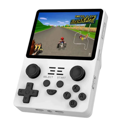 Featuring a sleek white design and an HD LCD screen, this portable device allows you to relive your favorite retro games anytime, anywhere. 