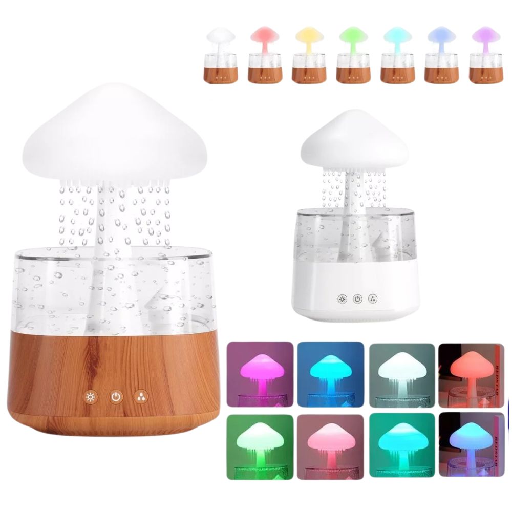 Rain Cloud Humidifier Desk Lamp Relaxing Aromatherapy USB Raindrop Sound Diffuser