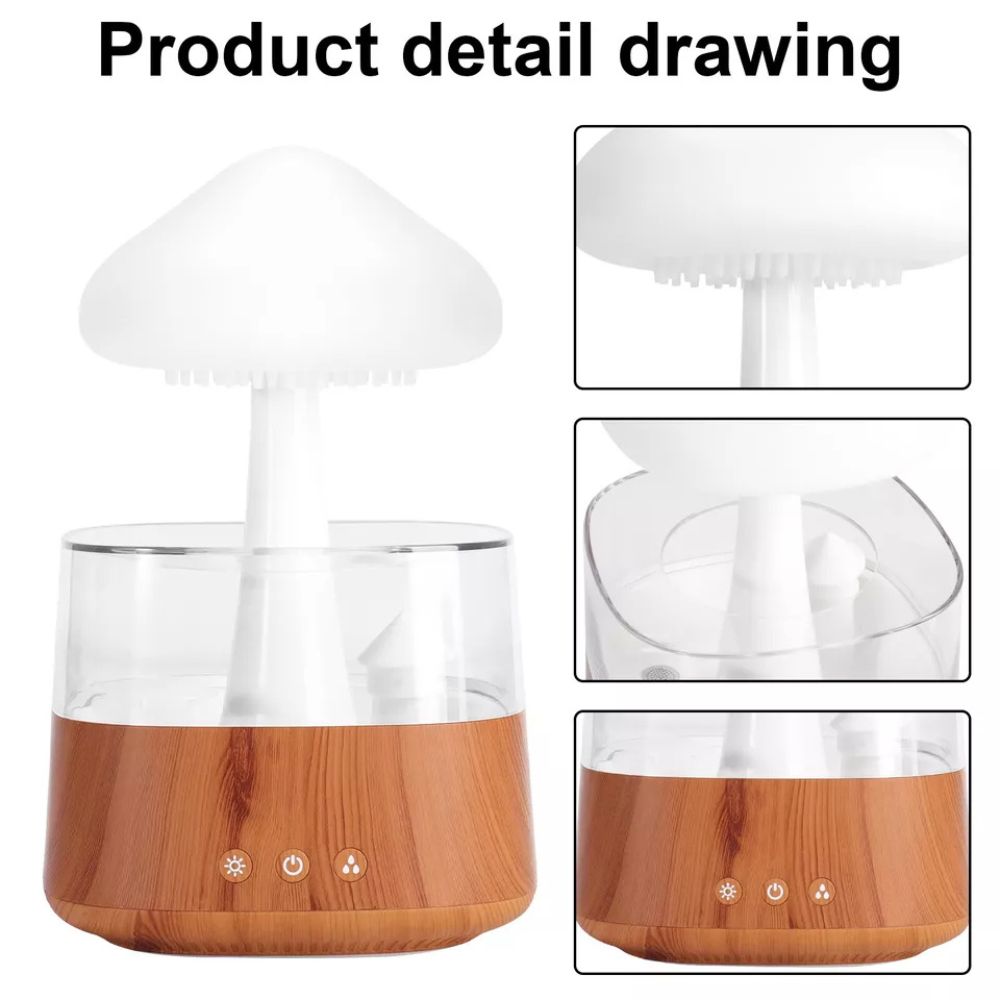 Rain Cloud Humidifier Desk Lamp Relaxing Aromatherapy USB Raindrop Sound Diffuser