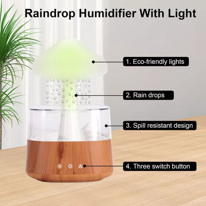 Rain Cloud Humidifier Desk Lamp Relaxing Aromatherapy USB Raindrop Sound Diffuser