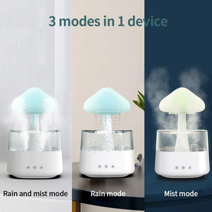 Rain Cloud Humidifier Desk Lamp Relaxing Aromatherapy USB Raindrop Sound Diffuser