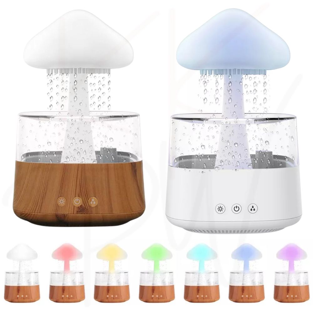 Rain Cloud Humidifier Desk Lamp Relaxing Aromatherapy USB Raindrop Sound Diffuser