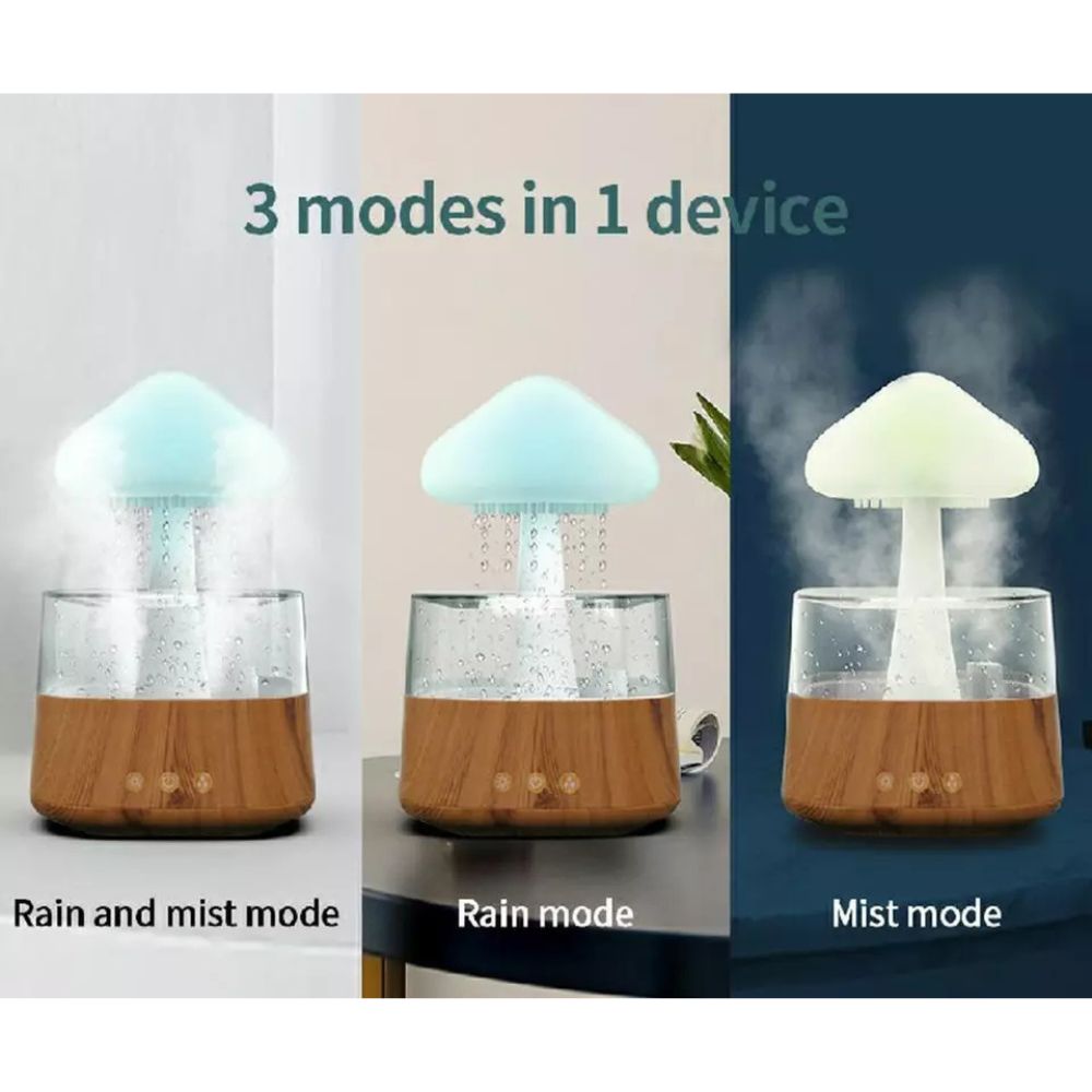 Rain Cloud Humidifier Desk Lamp Relaxing Aromatherapy USB Raindrop Sound Diffuser