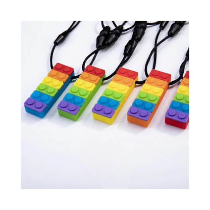 Rainbow Brick Sensory Chew Necklace For Biting, Teething, Autism, ADHD & Fidgeting