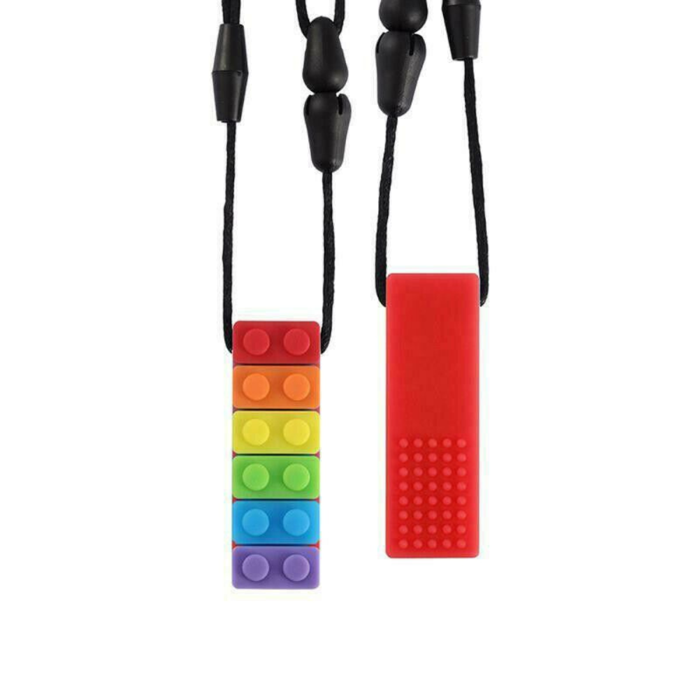 Rainbow Brick Sensory Chew Necklace For Biting, Teething, Autism, ADHD & Fidgeting