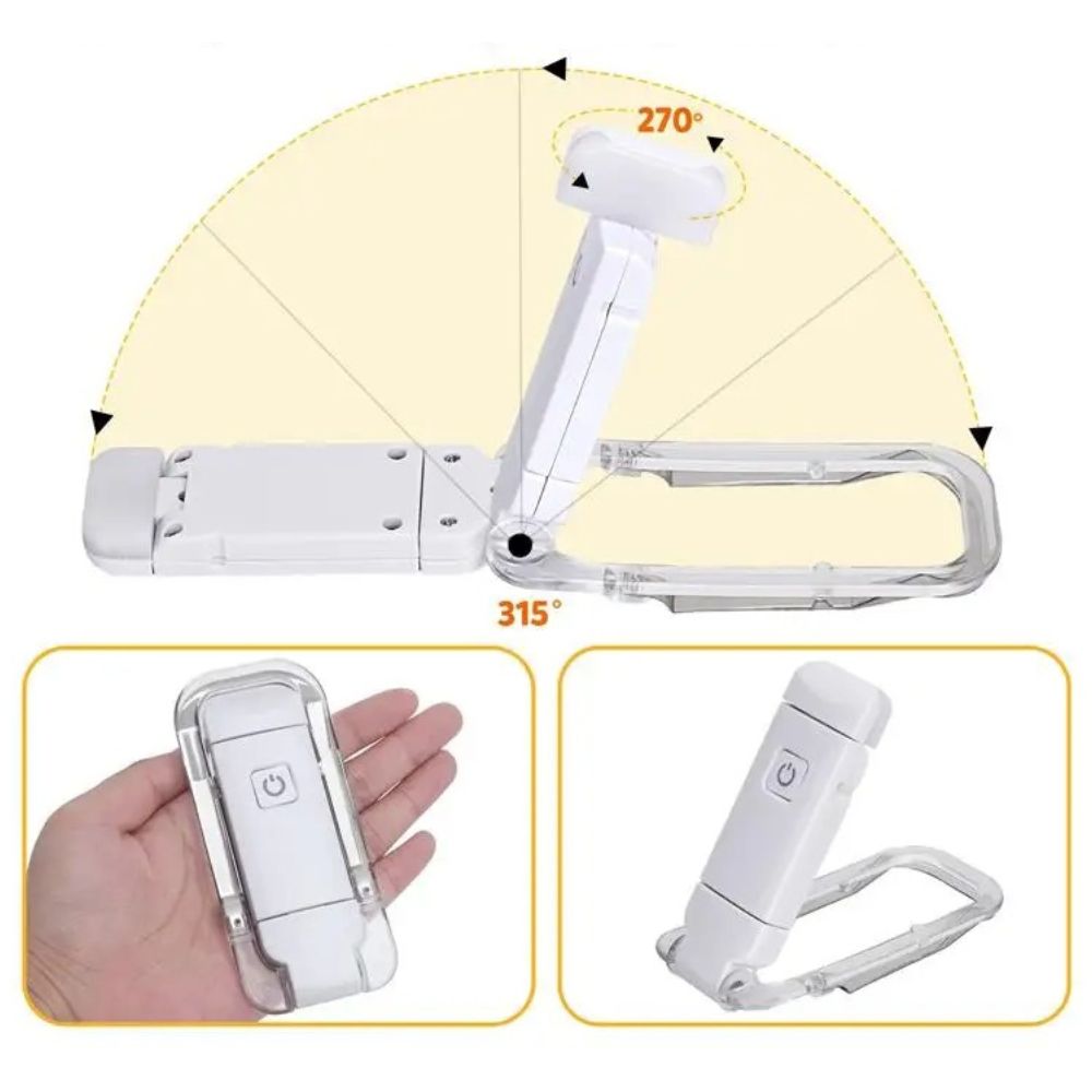 Rechargeable Book Night Reading Light USB Clip on Mini LED Lamp White Flexible