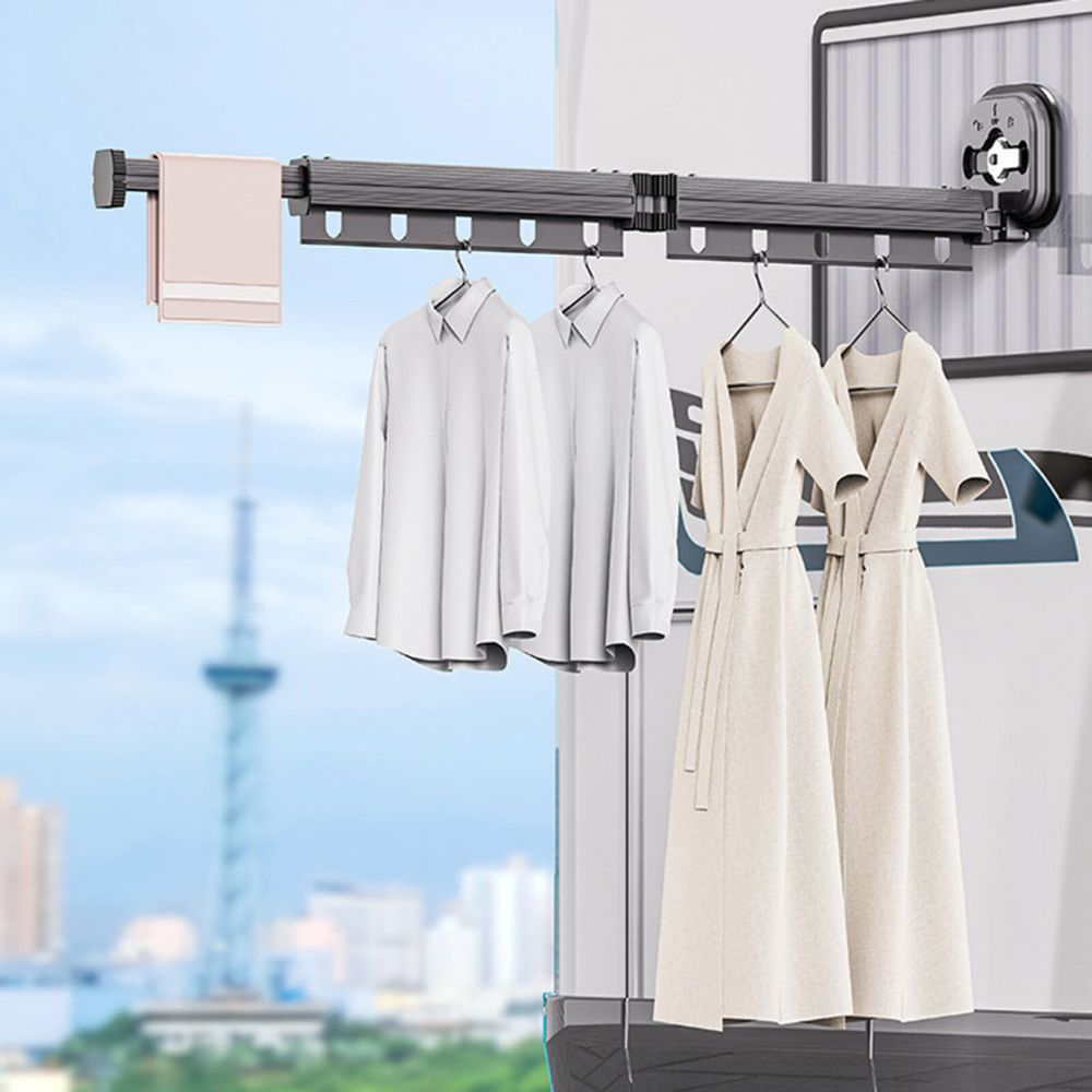 Retractable Folding Clothes Hanger Wall Mounted Cloth Drying Rack Space Saving