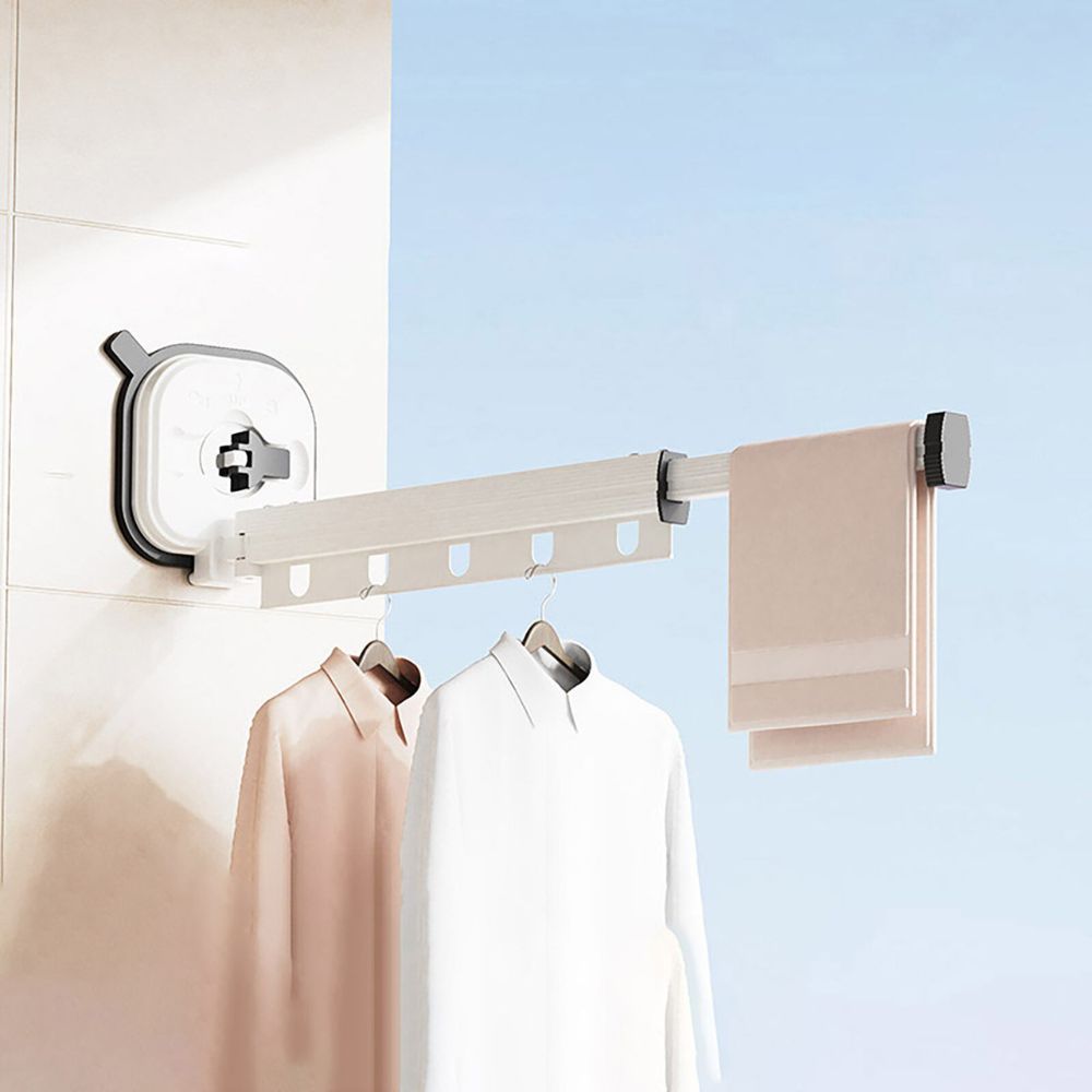 Retractable Folding Clothes Hanger Wall Mounted Cloth Drying Rack Space Saving