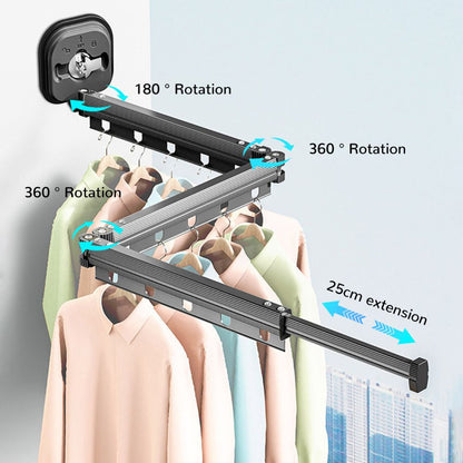 Retractable Folding Clothes Hanger Wall Mounted Cloth Drying Rack Space Saving