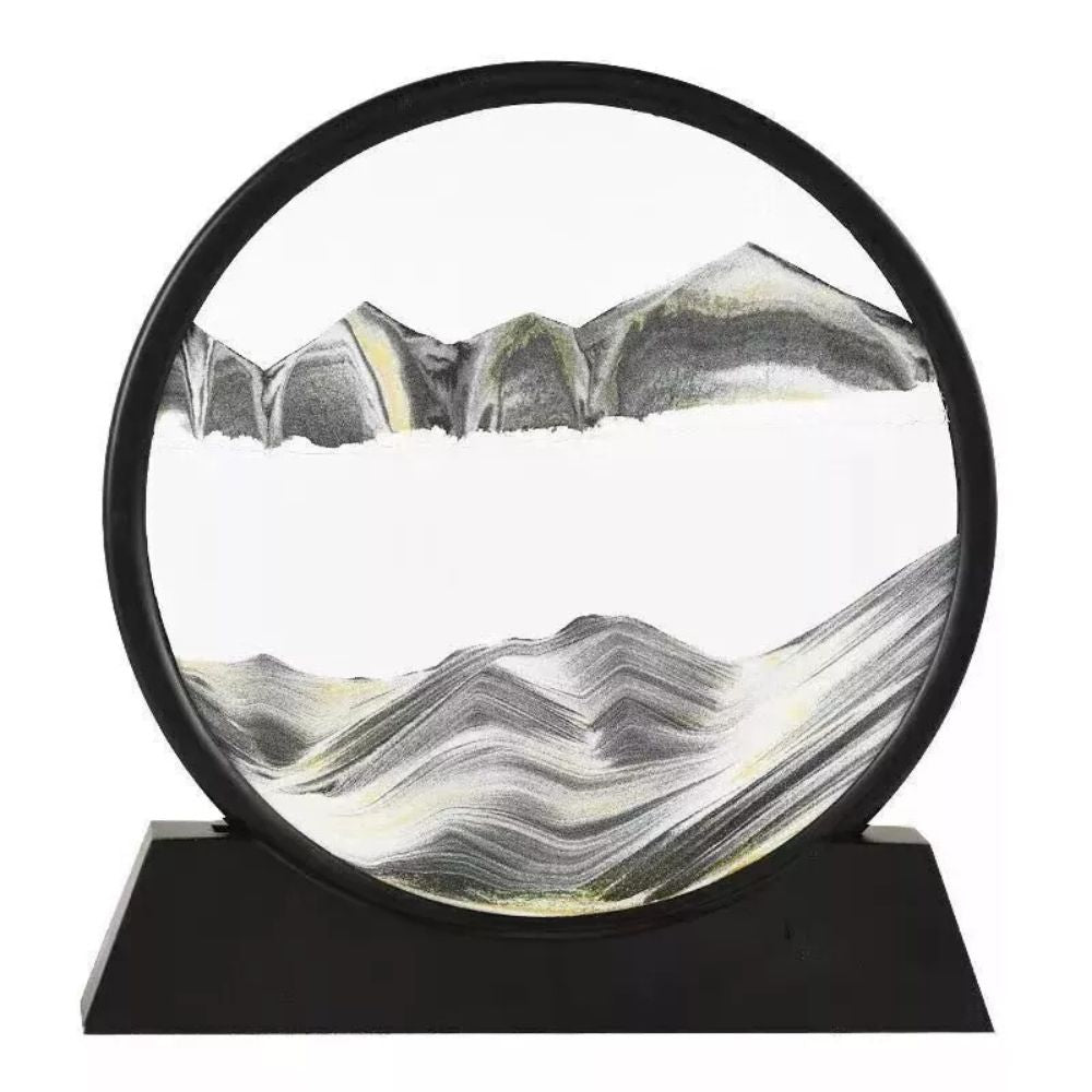 Round Glass Moving Sand Art Picture Quicksand Sea Sandscape 3D Deep Painting