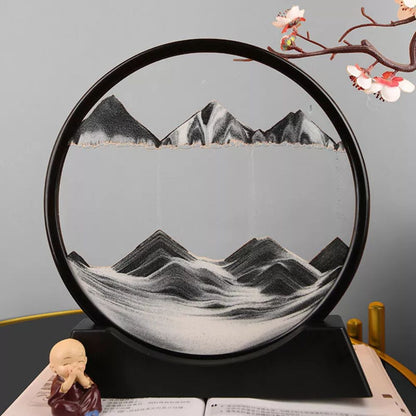 Round Glass Moving Sand Art Picture Quicksand Sea Sandscape 3D Deep Painting