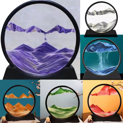 Round Glass Moving Sand Art Picture Quicksand Sea Sandscape 3D Deep Painting