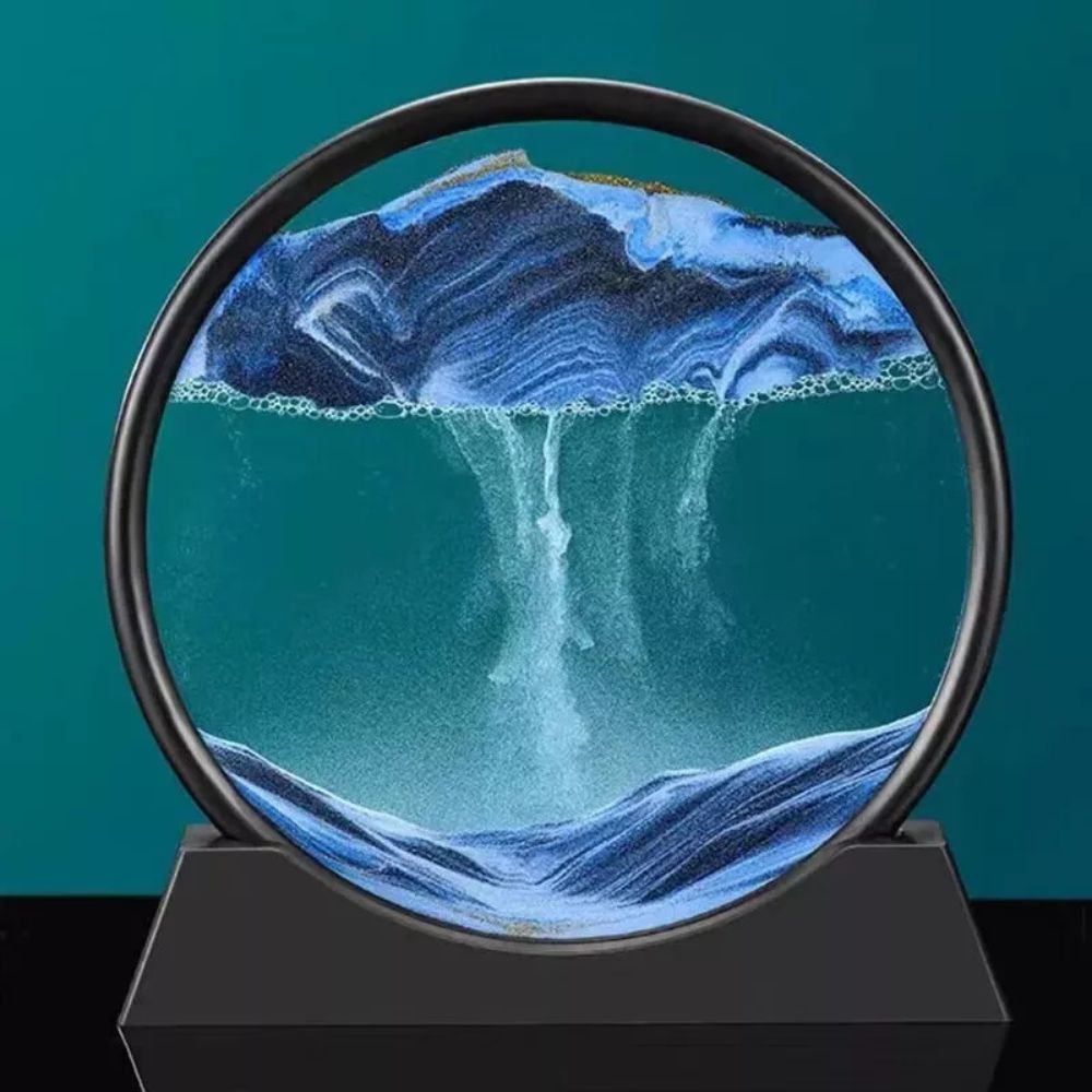 Round Glass Moving Sand Art Picture Quicksand Sea Sandscape 3D Deep Painting