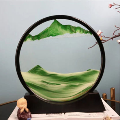 Round Glass Moving Sand Art Picture Quicksand Sea Sandscape 3D Deep Painting