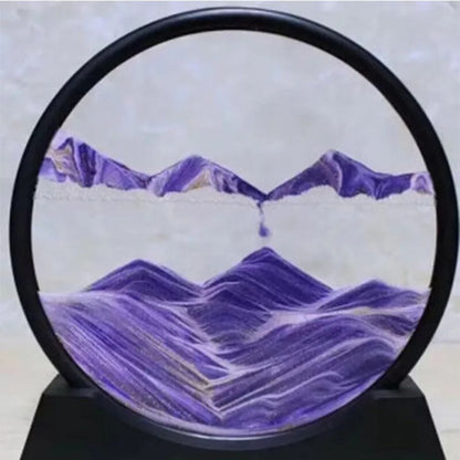 Round Glass Moving Sand Art Picture Quicksand Sea Sandscape 3D Deep Painting