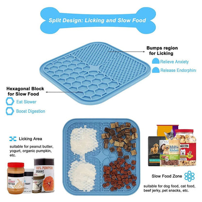 Silicone Dog Pet Lick Mat Pad Grooming Helper Boredom Buster Slow Feeder Bath