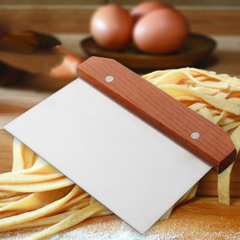 Stainless Steel Dough Bench Scraper Cake Slicer Pastry Cutter Wooden Handle