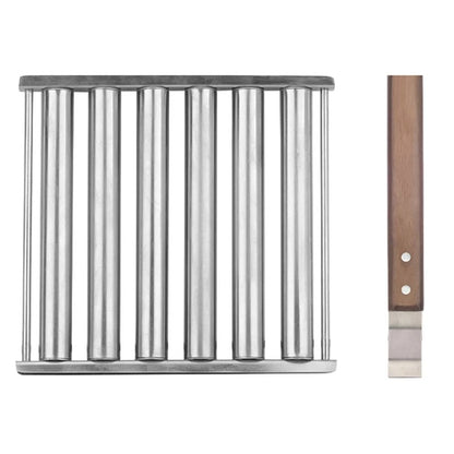 Stainless Steel Hot Dog Roller Sausage Roller Wood Handle BBQ Hot Dog Griller