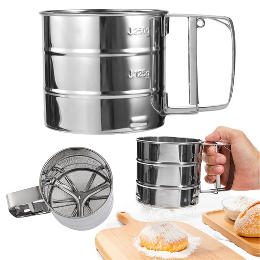 Stainless Steel Mesh Flour Sifter Baking Icing Sieve Strainer Cup Sugar Shaker