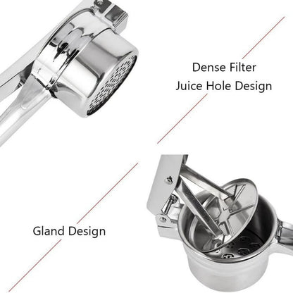 Stainless Steel Potato Ricer Fruit Manual Press Masher with 3 Discs Professional