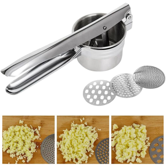 Stainless Steel Potato Ricer Fruit Manual Press Masher with 3 Discs Professional